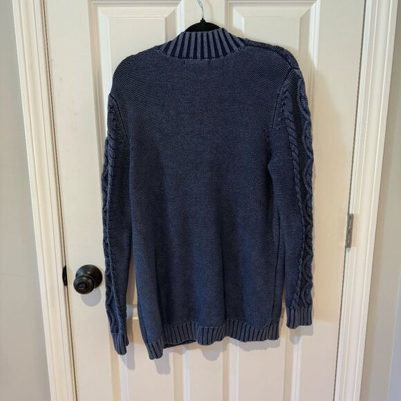 Woolover Blue Cotton Mock Neck Cable Knit Sweater‎ - Size Large - Picture 7 of 7